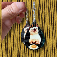 Image 2 of LAST PAIR - Catlightnement - Sunnnyside Up in Spaaace - Sublimation Teardrops