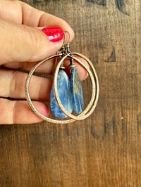 Image 23 of Statement Brass Blue Kyanite stone earrings / n29