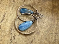Image 5 of Statement Brass Blue Kyanite stone earrings / n29