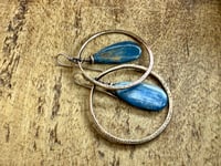 Image 11 of Statement Brass Blue Kyanite stone earrings / n29