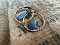 Image 8 of Statement Brass Blue Kyanite stone earrings / n29