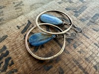 Image 4 of Statement Brass Blue Kyanite stone earrings / n29