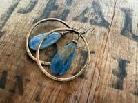 Image 22 of Statement Brass Blue Kyanite stone earrings / n29