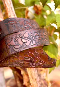 Image 2 of Original Tom Fugle Elk Flower Leather Belt