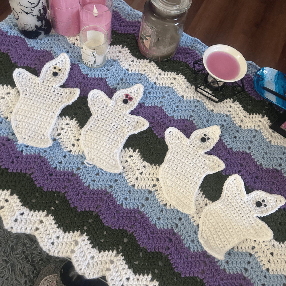 Image of Ready to Ship: Ghoastie Boys Ghoaster Set, Halloween Ghost Coasters! Available in 2 & 4 Pieces