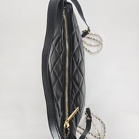 Image 8 of Like Dreams Quilted Vegan Leather Convertible Shoulder Bag | Fortune Puffer Sling - Black