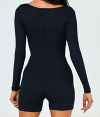 Image 2 of PRINCESS POLLY LONG SLEEVE RIB ROMPER- BLACK