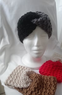 Image 4 of Twotone Crochet Headband Earwarmers