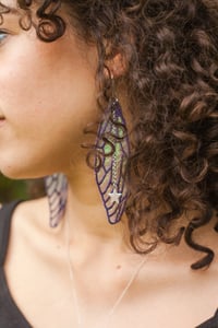 Image 4 of Purple Iridescent Cicada Wing Earrings