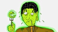 Shemp Howard eats radioactive shrimp sticker