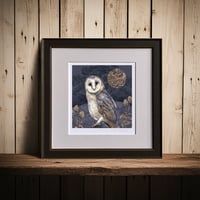 Image 4 of INKY BARN OWL ART PRINT