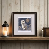 Image 3 of INKY BARN OWL ART PRINT