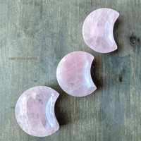 Image 1 of Rose Quartz Crescent Moon Bowl, Crystal Ring Dish for Love, For Love & Healing