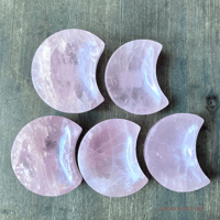 Image 2 of Rose Quartz Crescent Moon Bowl, Crystal Ring Dish for Love, For Love & Healing