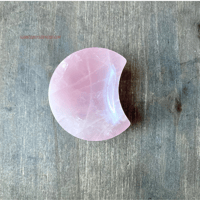 Image 3 of Rose Quartz Crescent Moon Bowl, Crystal Ring Dish for Love, For Love & Healing