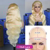 Image 4 of  20-30" 13x4 HD Lace Wig - 613 Human Hair  Body waves or Straight 180%