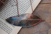 Image 3 of Vera foglia di alloro racchiusa nel rame con patina blu teal