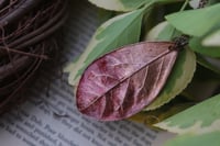 Image 2 of Vera foglia di alloro elettroformata in rame con patina sfumata rossa