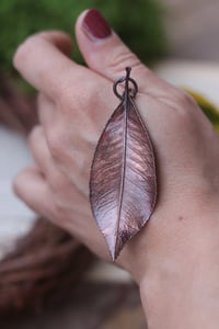 Image 3 of Vera foglia di fotinia elettroformata in rame con patina ossidata