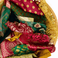 Image 3 of Christmas Fabric Scraps - Red, Green & Gold
