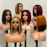 Image 1 of Colored Super Virgin Stock Bob lace wigs 10, 12 , 14" 