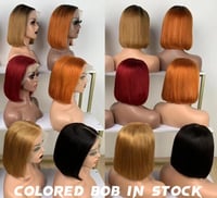 Image 4 of Colored Super Virgin Stock Bob lace wigs 10, 12 , 14" 