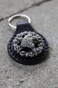 Image 1 of Deep Purple Eagle Leather Keychain