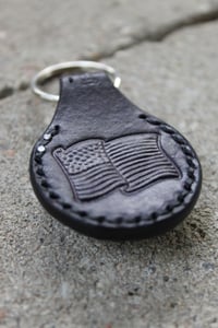 Image 2 of Deep Purple Eagle Leather Keychain