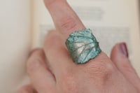 Image 1 of Anello con vera foglia di rovo elettroformata in rame e patina verde taglia 20