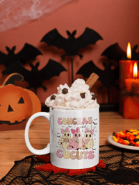 Image 5 of Conchas & Cucuys Halloween Coffee Mug – Cute Ghost Pastry Design
