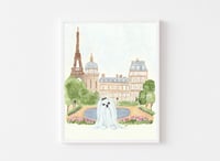 Maltese in Paris PRINT / NOTECARDS SET Painting Original Artwork Print Nursery French Decor