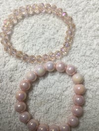 128 Pale Pink Glass Beaded Bracelet