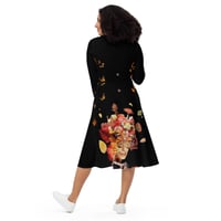Image 4 of Autumn Night - All Over Print - Long Sleeve Dress With Pockets - Ltd Ed - Black Dress