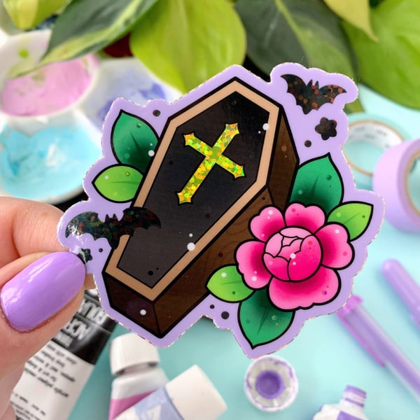 Image of GLITTER Coffin STICKER