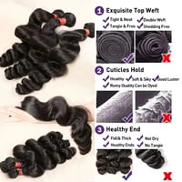 Image 2 of 4PCS   Malaysian Super Virgin Human Hair weft - loose Waves  400G