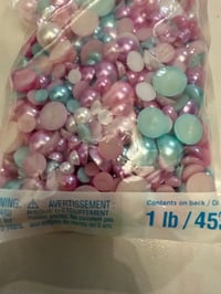 Image 3 of purple and teal flat back pearls