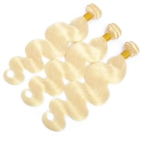 Image 3 of   300G #613 Honey Blonde Color Brazilian Hair Weave Bundle body waves