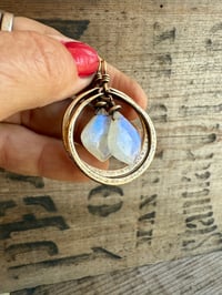Image 7 of Moonstone and solid brass earrings / n67
