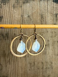 Image 8 of Moonstone and solid brass earrings / n67