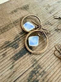 Image 10 of Moonstone and solid brass earrings / n67