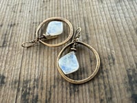 Image 13 of Moonstone and solid brass earrings / n67
