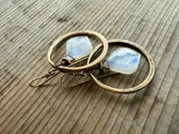 Image 4 of Moonstone and solid brass earrings / n67