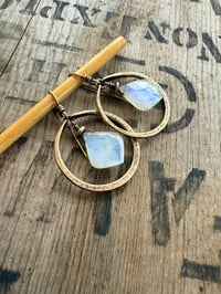 Image 14 of Moonstone and solid brass earrings / n67