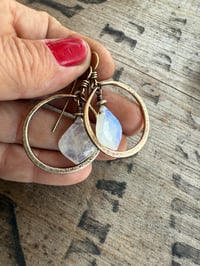 Image 16 of Moonstone and solid brass earrings / n67