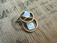 Image 5 of Moonstone and solid brass earrings / n67