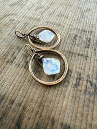 Image 19 of Moonstone and solid brass earrings / n67