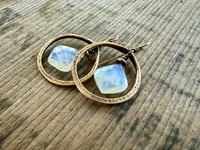 Image 6 of Moonstone and solid brass earrings / n67