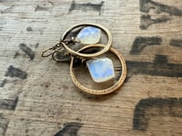 Image 23 of Moonstone and solid brass earrings / n67
