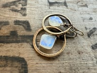 Image 1 of Moonstone and solid brass earrings / n67