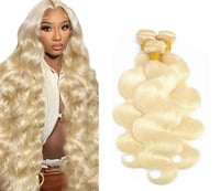 Image 1 of   300G #613 Honey Blonde Color Brazilian Hair Weave Bundle body waves